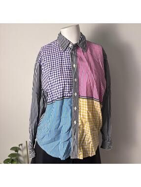 LizWear Vintage Pattern Block Button Up